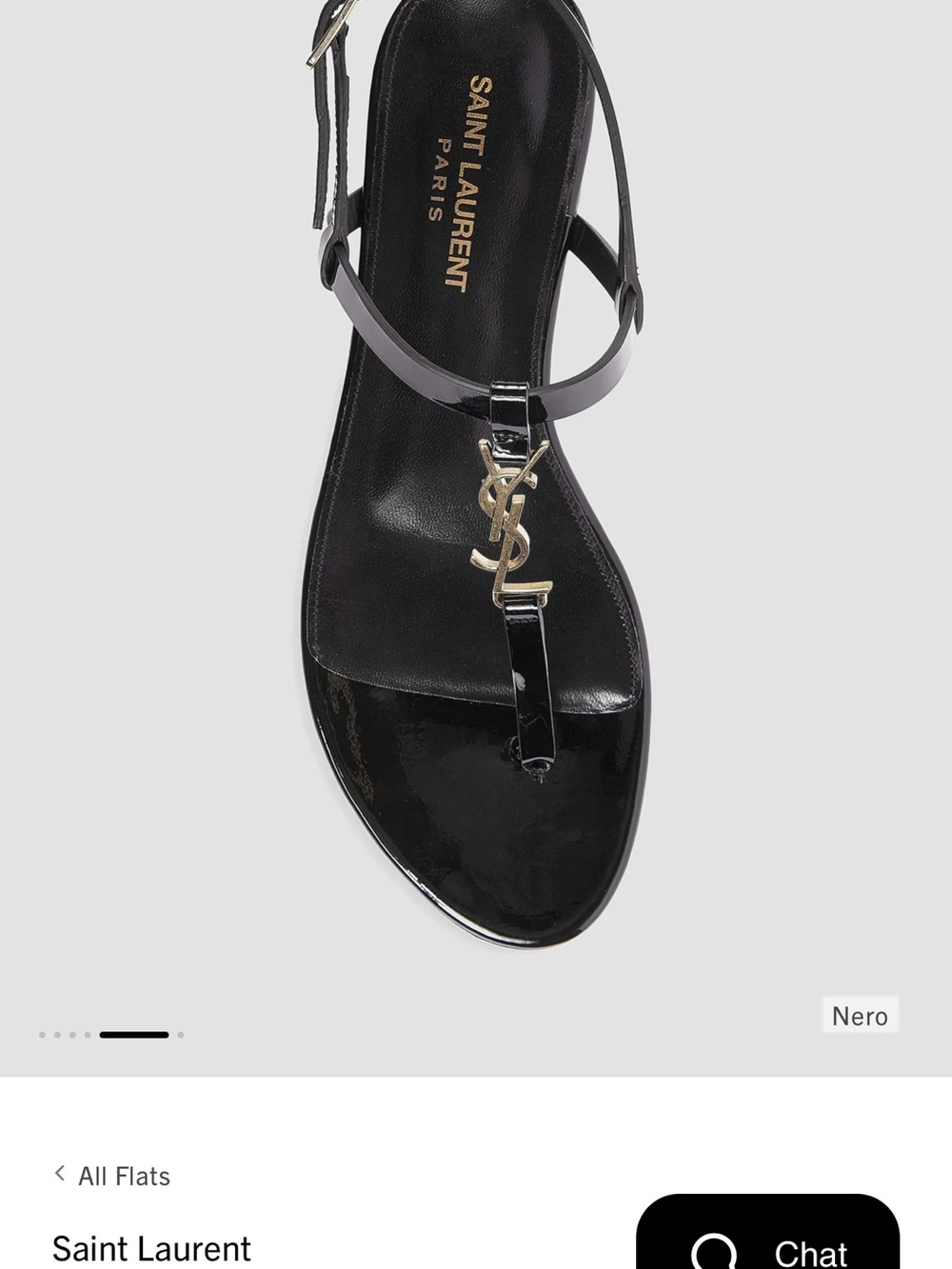 Saint Laurent Black Patent Leather T-Strap Sandals with Gold YSL Logo